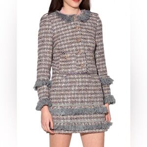Walter Baker Michelle Palace Tweed Jacket with Fringe M